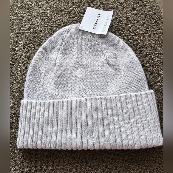Coach Accessories - Coach Light Gray Knit Hat